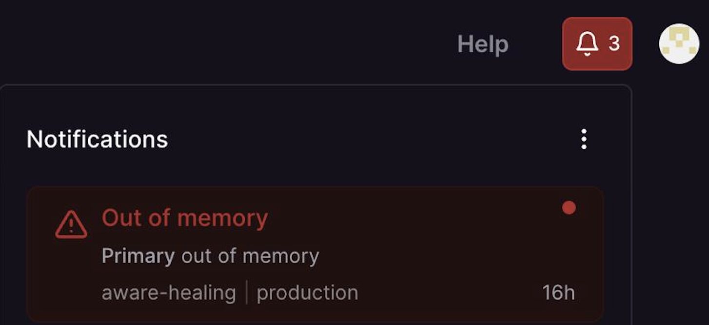 Out of memory notification