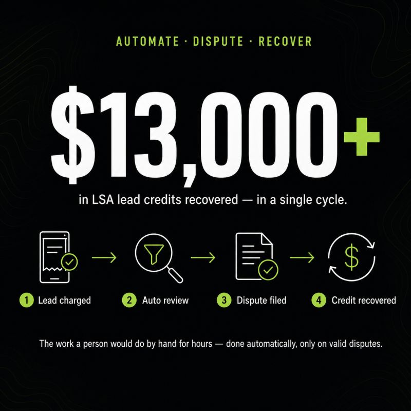 LSA dispute automation — $13,000+ recovered in one cycle